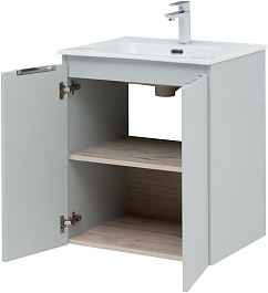 Aquanet Тумба под раковину Алвита New 60 2 дверцы подвесная серая матовая – фотография-5